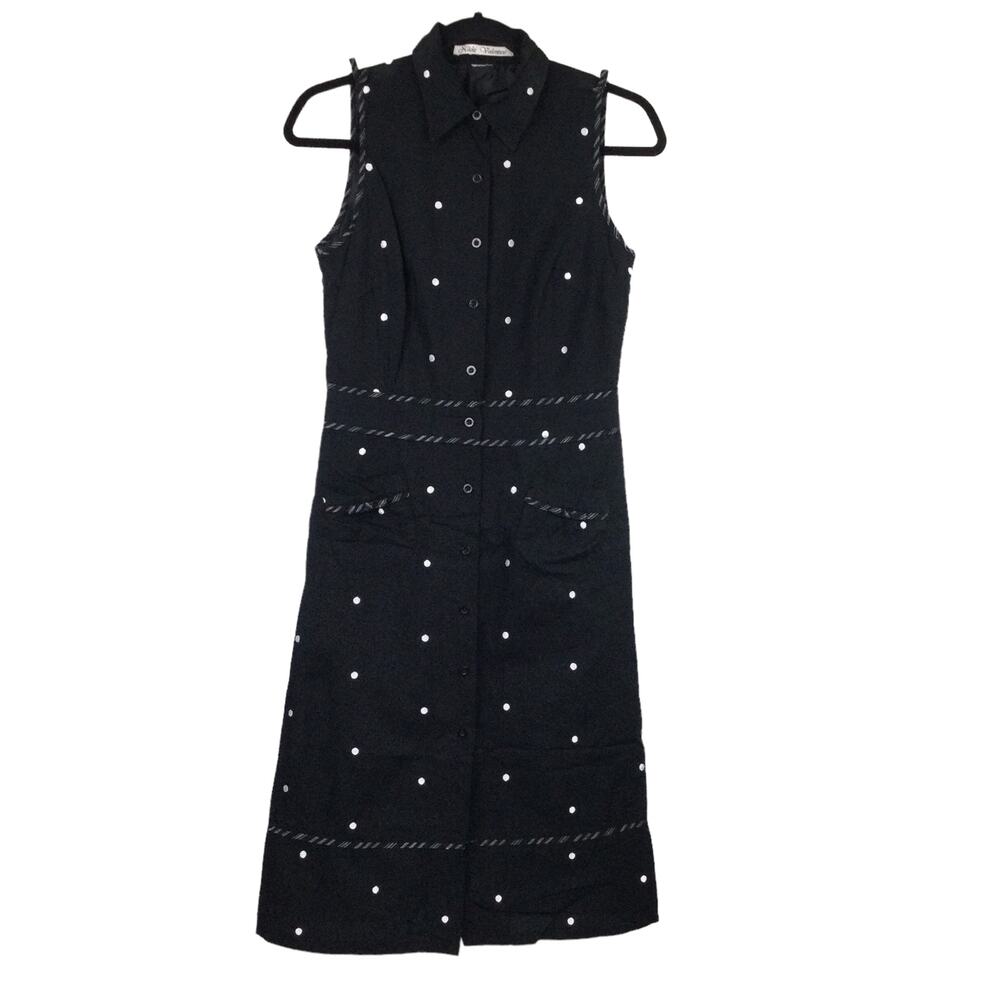 Nikki Valentine Retro 90s Vintage Polka Dot Sleeveless Midi Pin Up Dress Size S